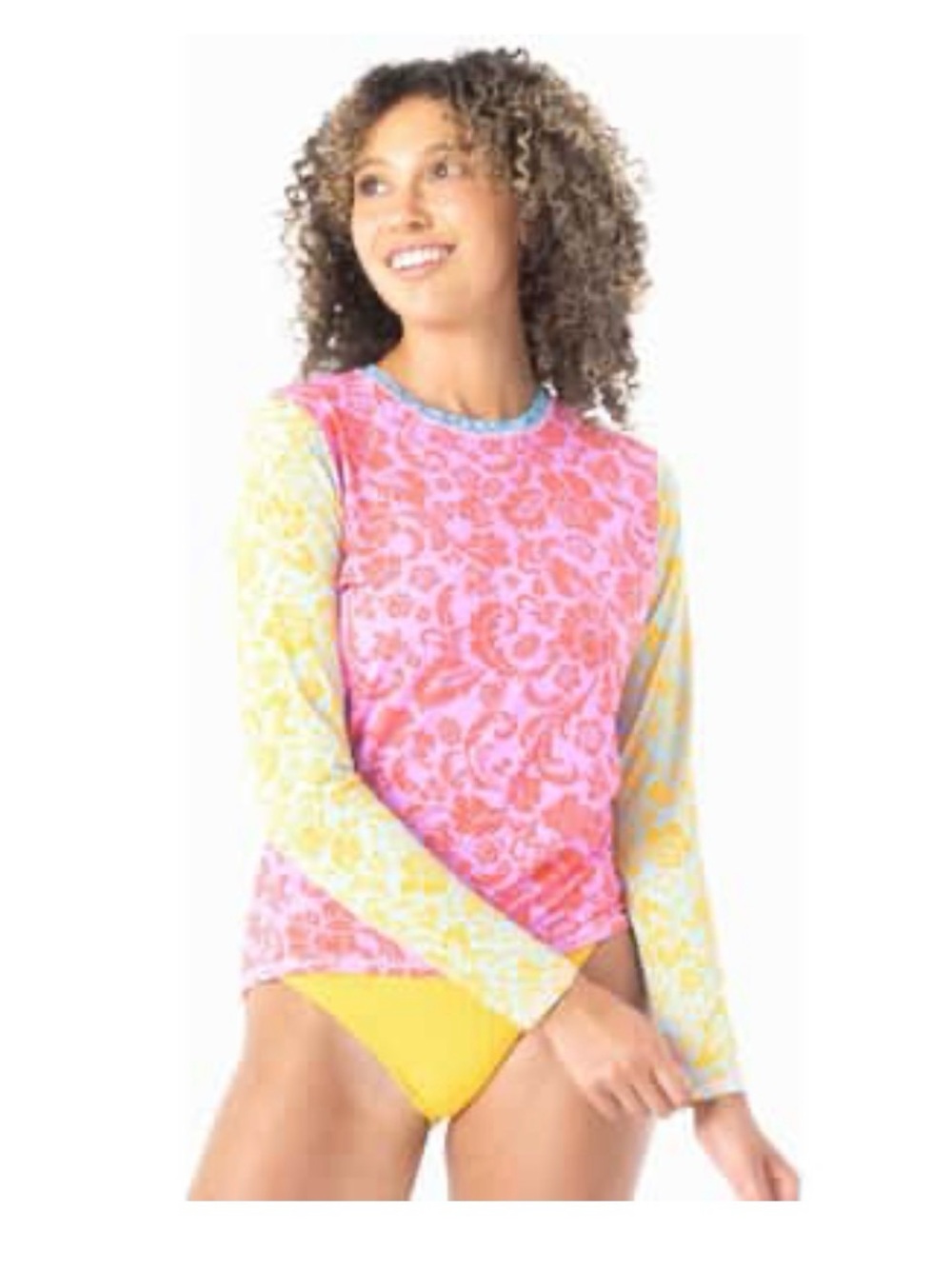 Roxy TAPESTRY PATCHWORK SEA SKIPPING COLOR BLOCK RASHGUARD - Picture 3 of 4